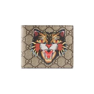 Gucci Beige GG Supreme Canvas Angry Cat Bifold Wallet (authentic)